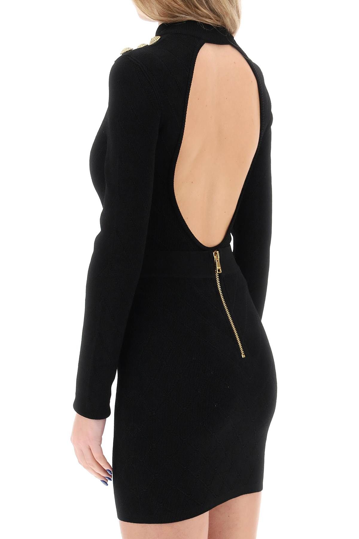 Shop Balmain Knitted Bodysuit With Embossed Buttons In Black