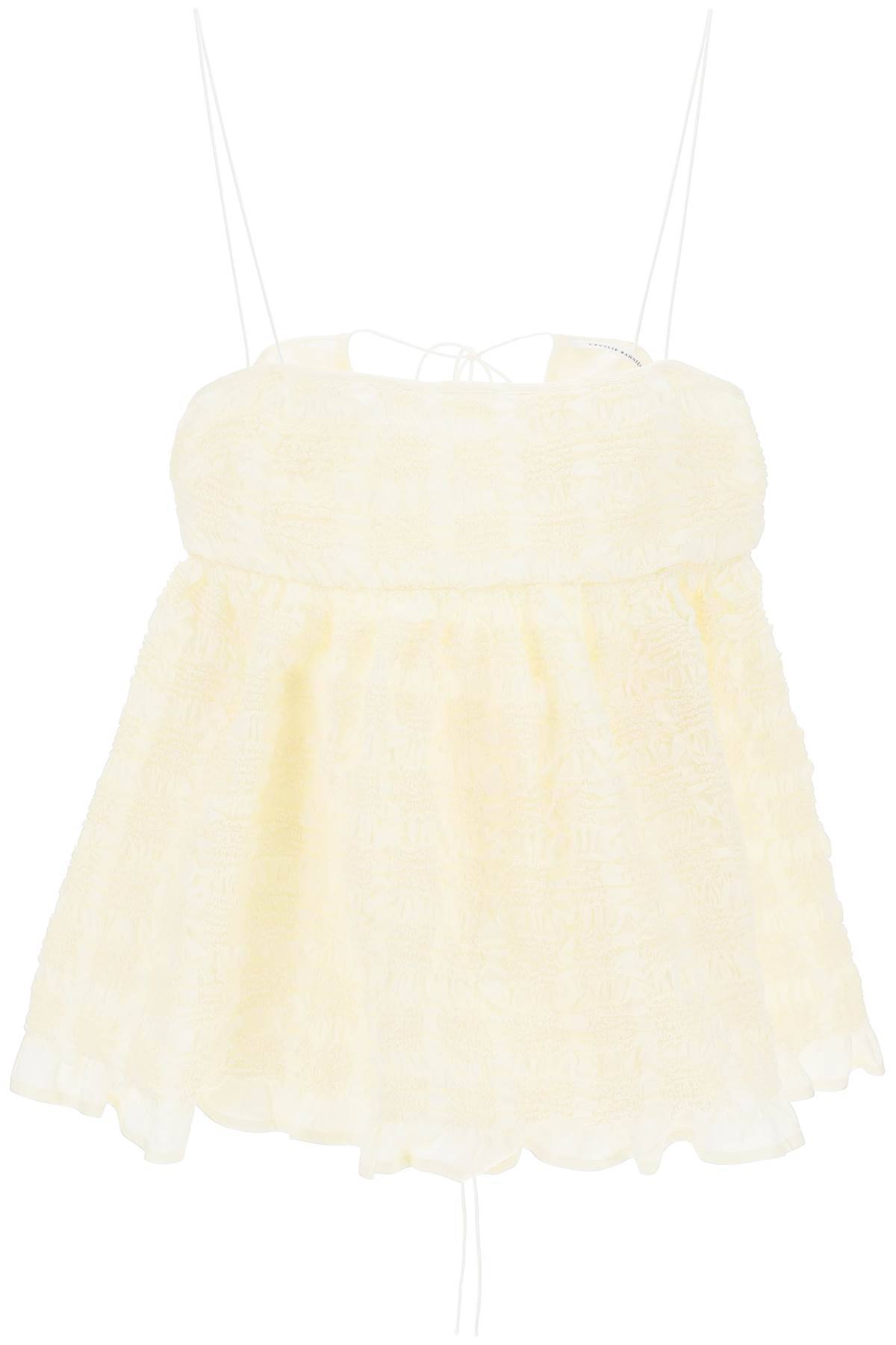 Shop Cecilie Bahnsen Usiah Smocked Top In White