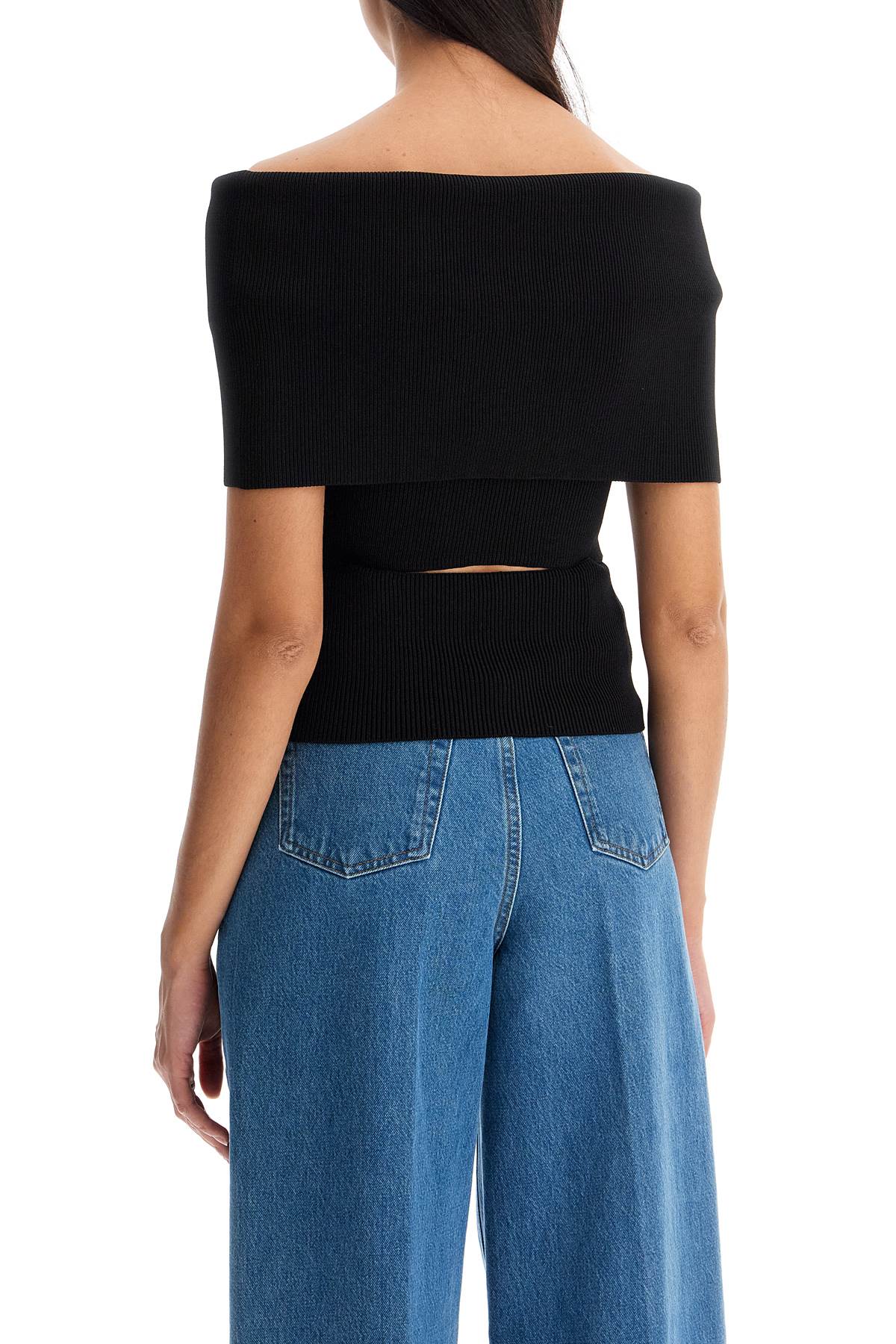 Shop Christopher Esber 'ribbed Knit Off-shoulder In Black