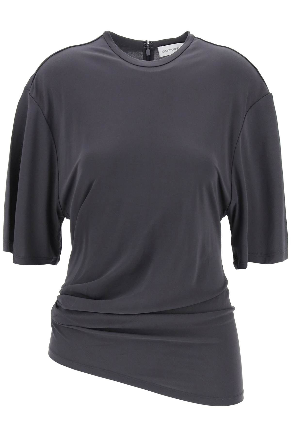 Shop Christopher Esber Top With Side Draping Detail In Grey