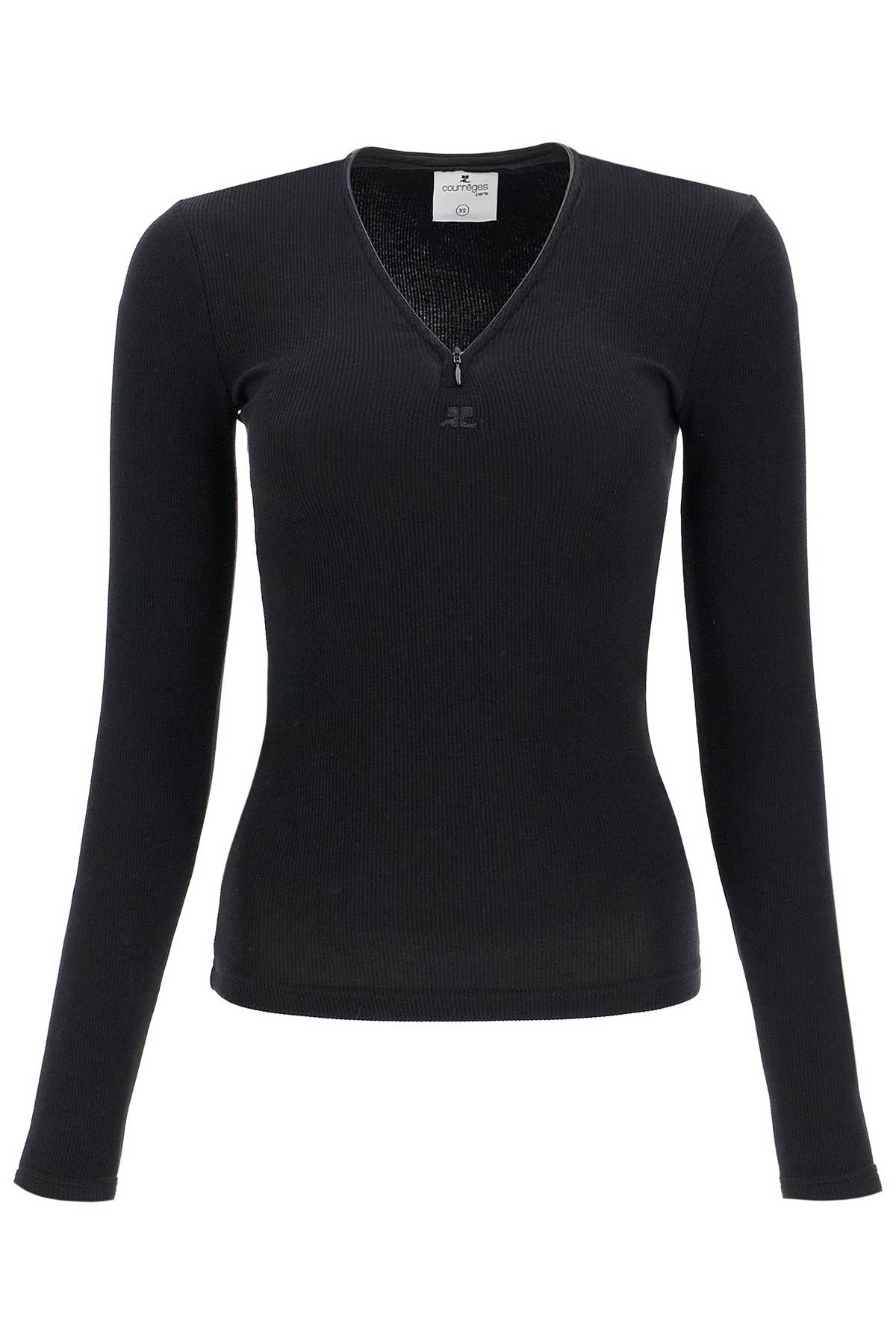 Shop Courrèges Fitted Long-sleeve Top In Black