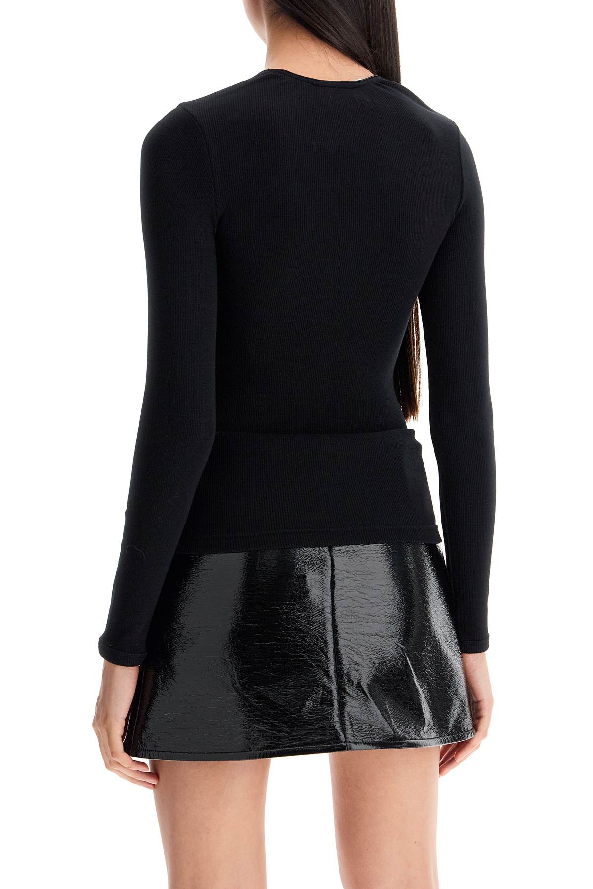 Shop Courrèges Fitted Long-sleeve Top In Black