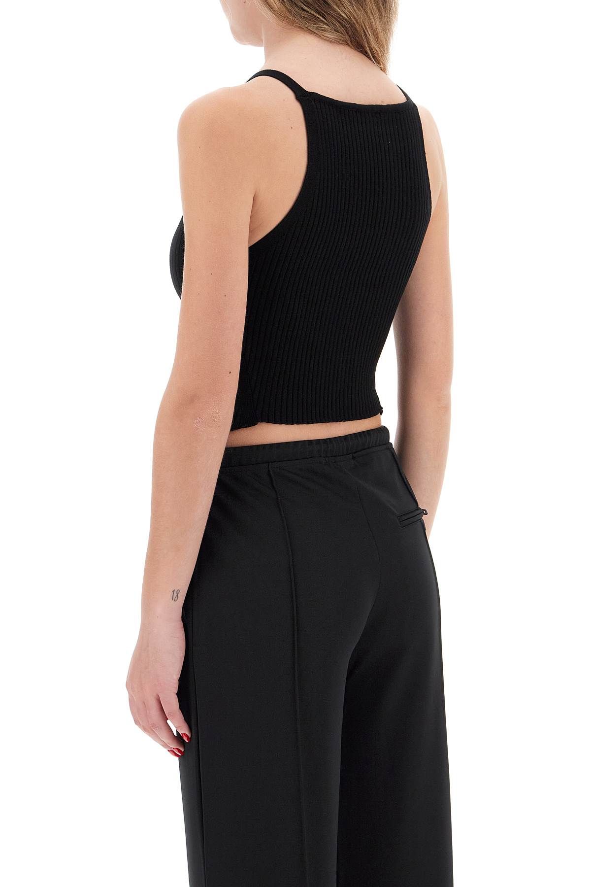 Shop Courrèges "ribbed Knit Tank Top With Pointed Hem In Black