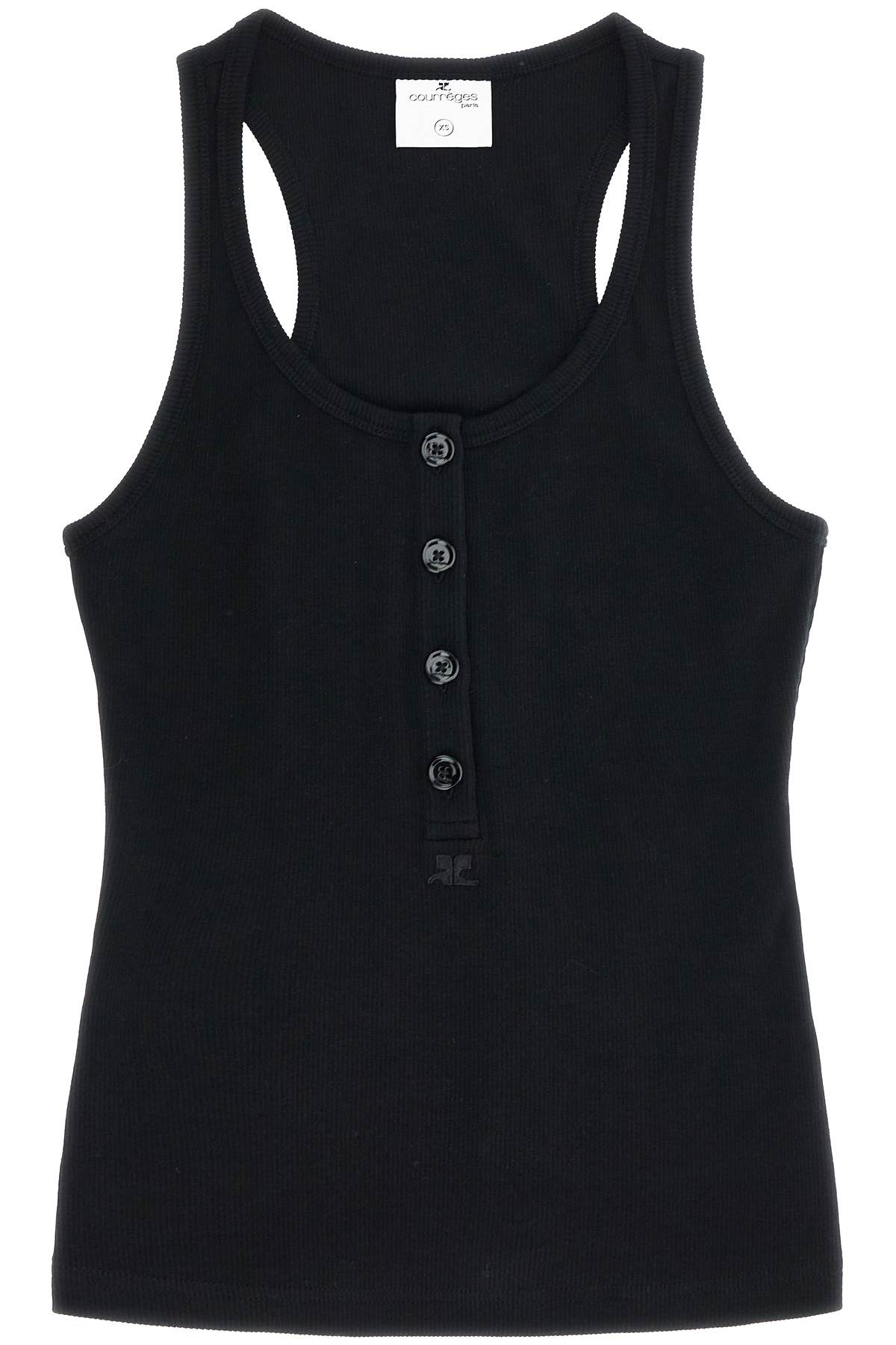 Shop Courrèges 90's Ribbed Tank Top With In Black