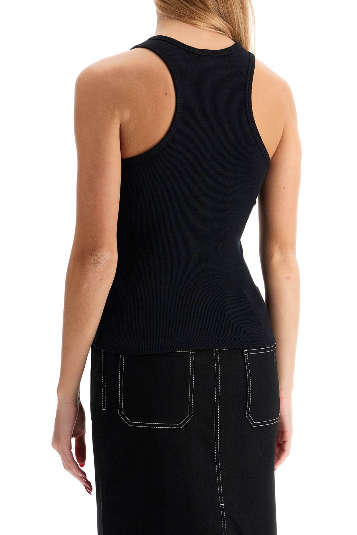 Shop Courrèges 90's Ribbed Tank Top With In Black