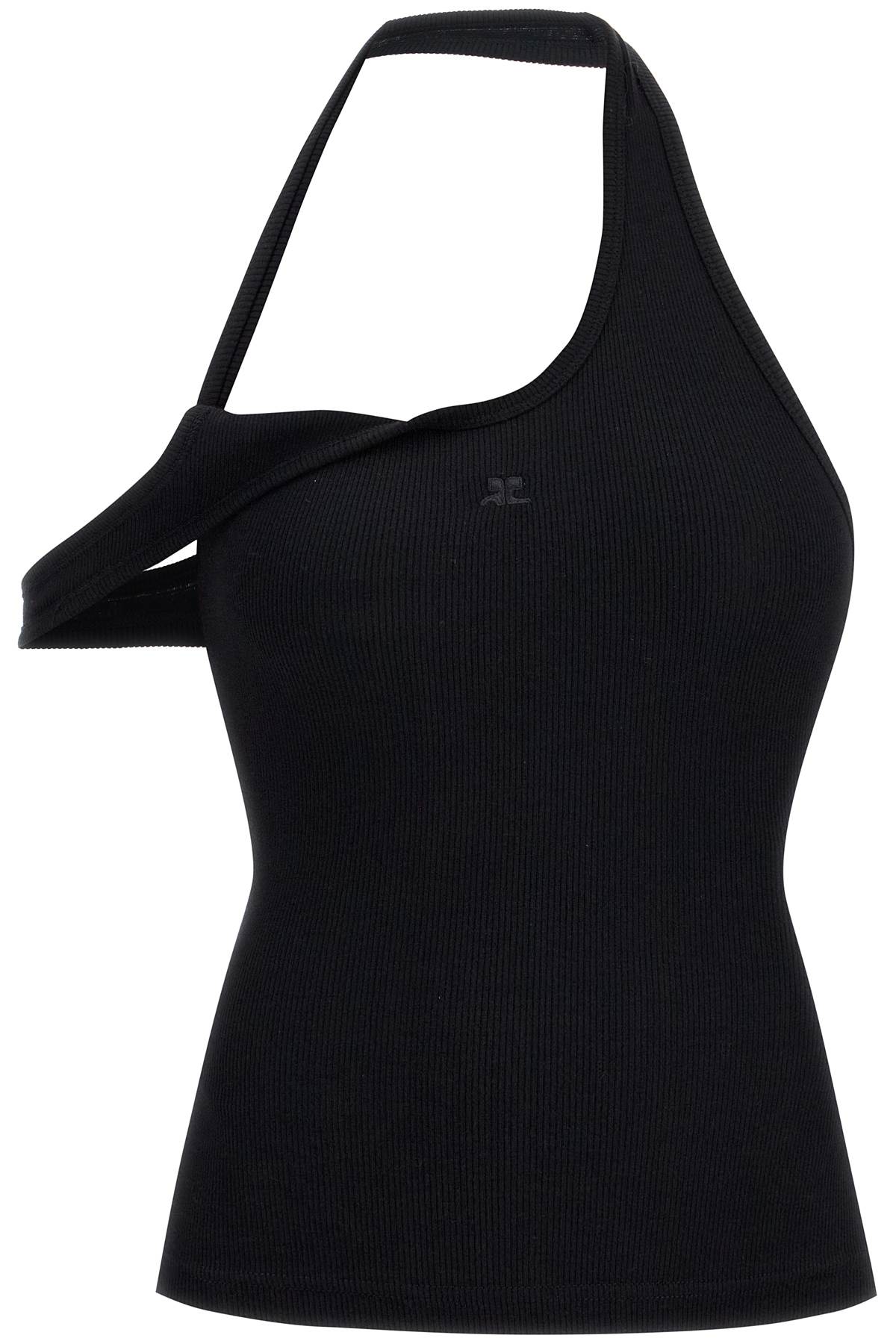 Shop Courrèges Asymmetric Rib 90's Tank Top In Black