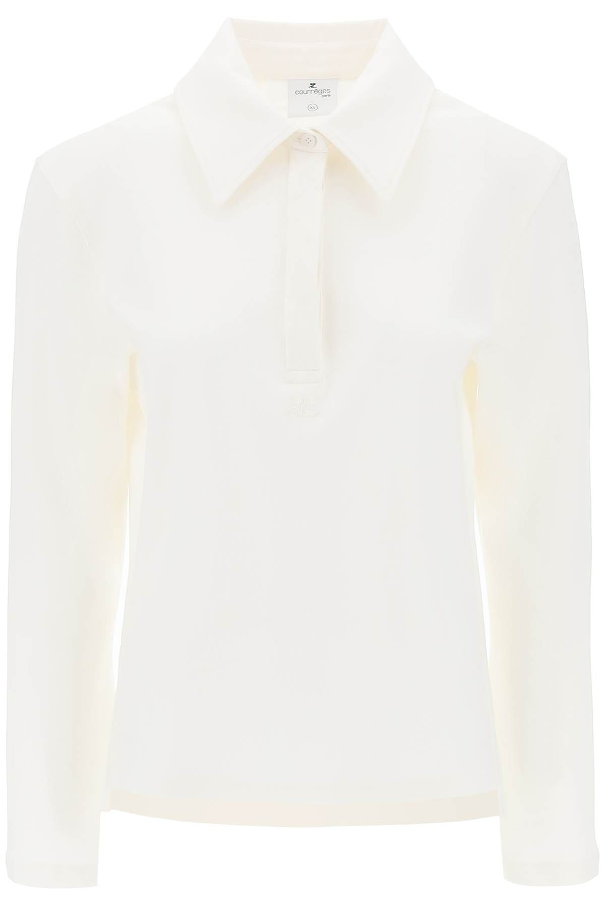 Shop Courrèges Cotton Piqué Polo Shirt In White