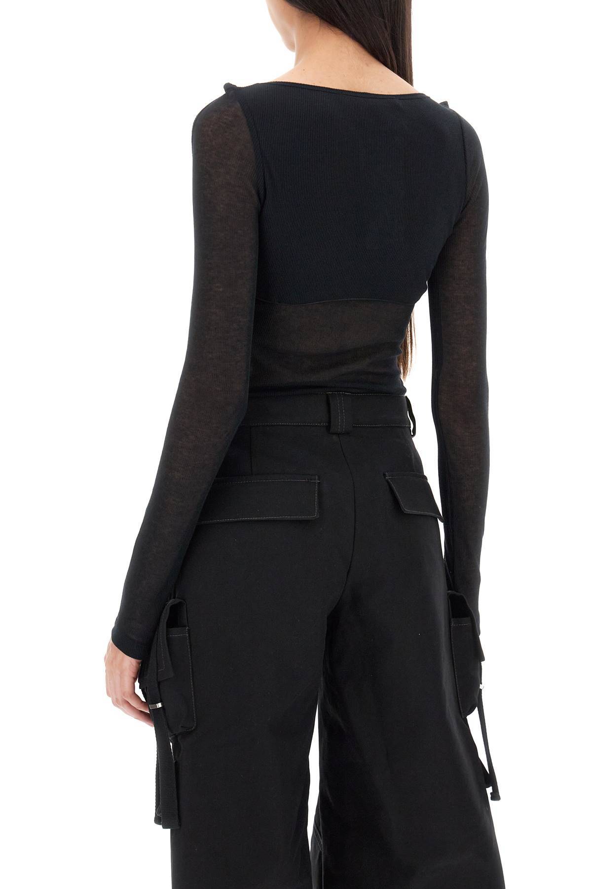 Shop Dion Lee Long-sleeved Bodysuit With Cut-outs In Black