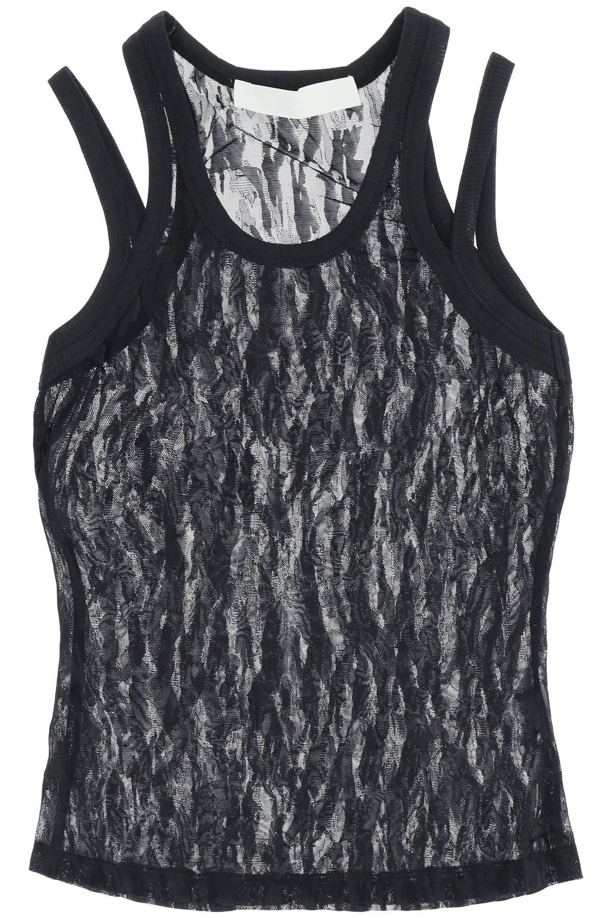 Shop Dion Lee Camouflage Mesh Tank Top In Black