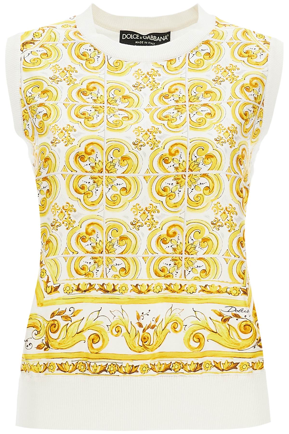 Shop Dolce & Gabbana "silk Sleeveless Top With Mai In White