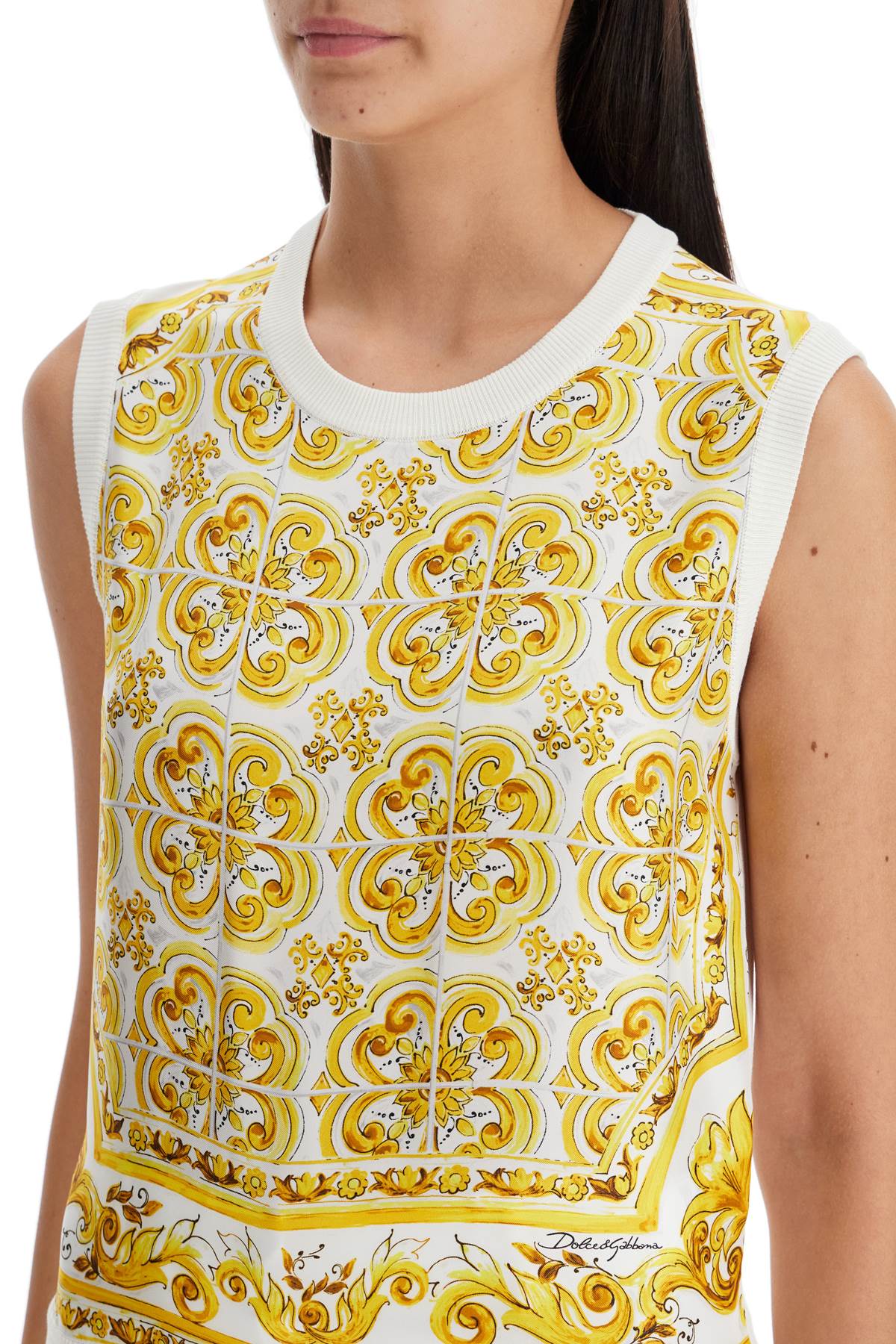 Shop Dolce & Gabbana "silk Sleeveless Top With Mai In White