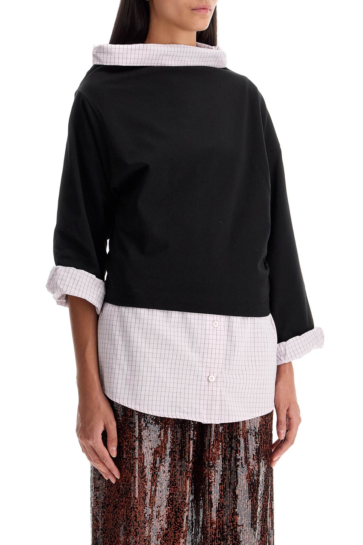 Shop Dries Van Noten Double-layer Hybrid Top For Versatile In Black