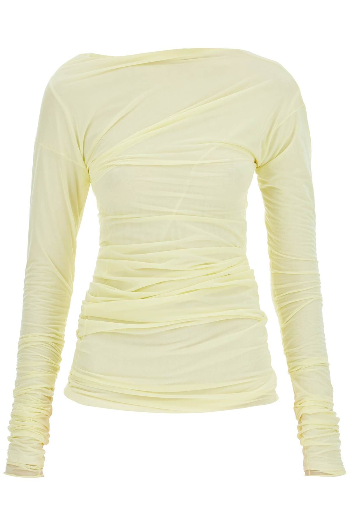 Shop Dries Van Noten Long-sleeved Draped Top With In Yellow