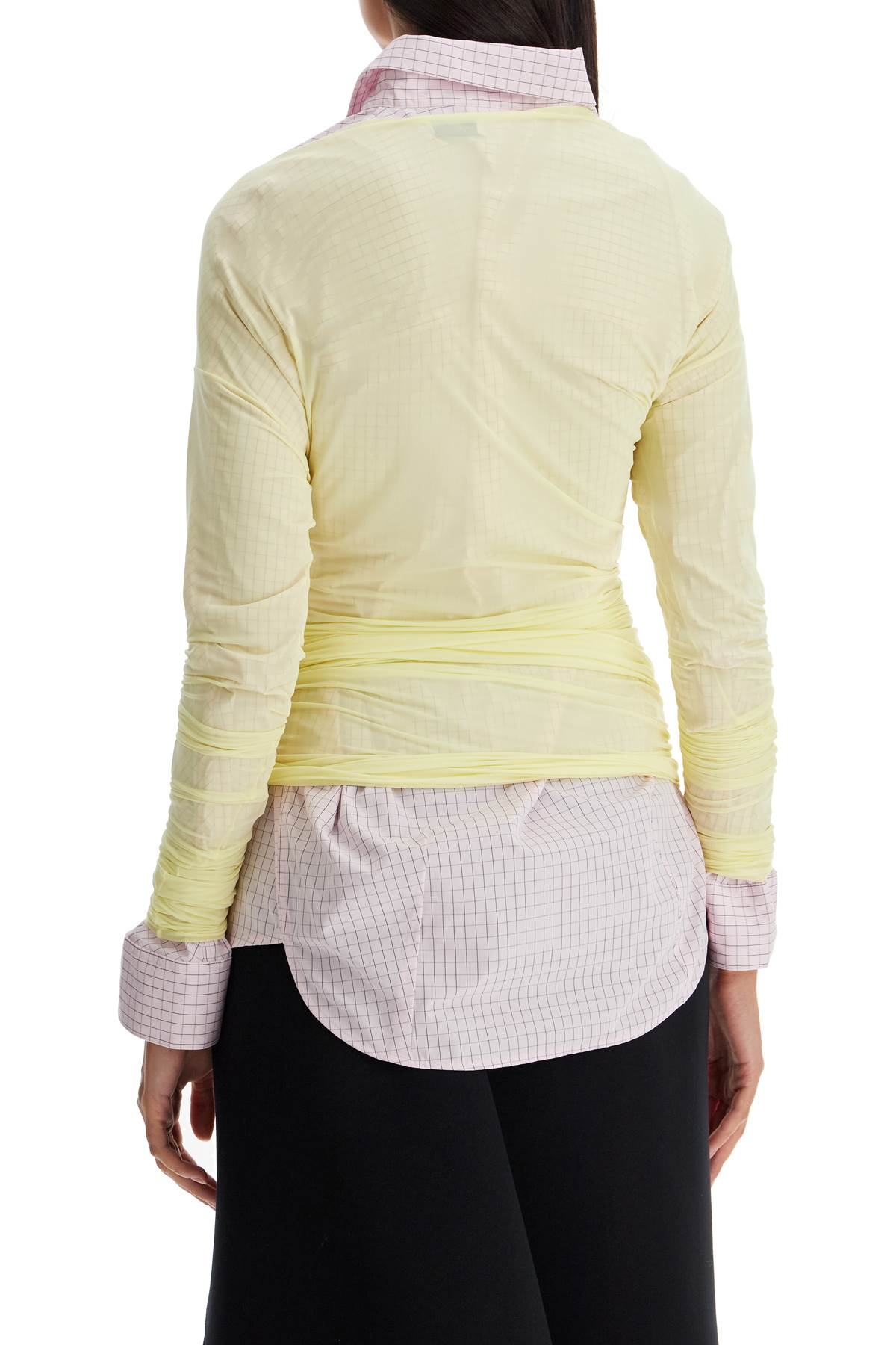 Shop Dries Van Noten Long-sleeved Draped Top With In Yellow