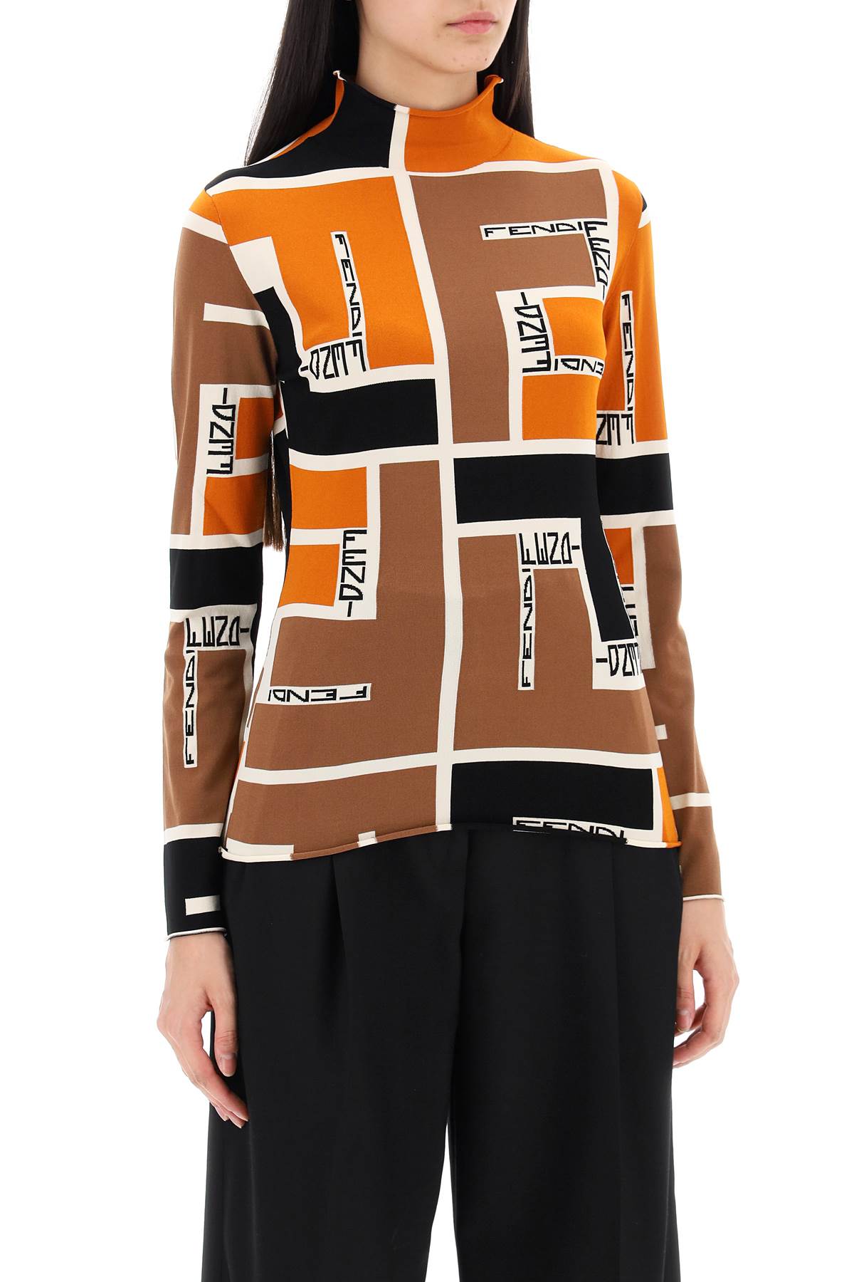 Shop Fendi Lightweight Long-sleeved Knit Top For In Multicolor