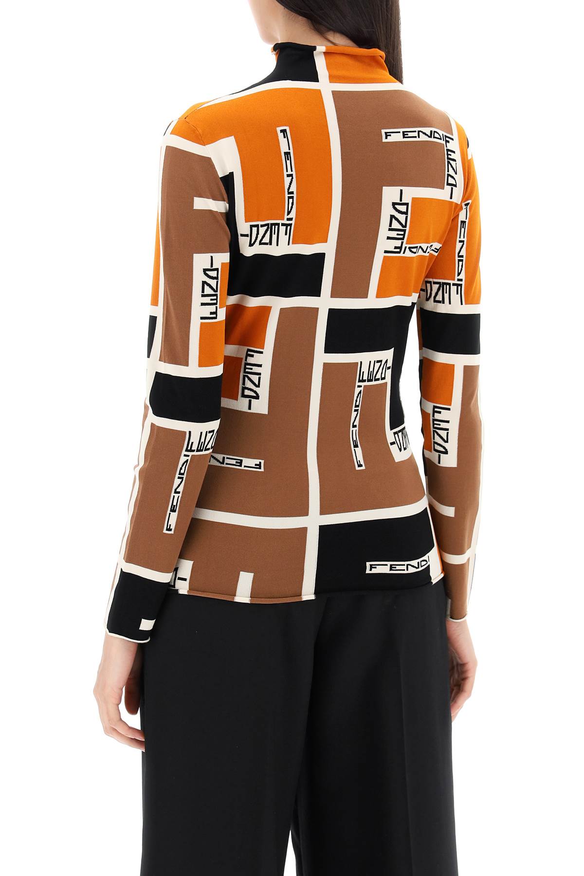 Shop Fendi Lightweight Long-sleeved Knit Top For In Multicolor