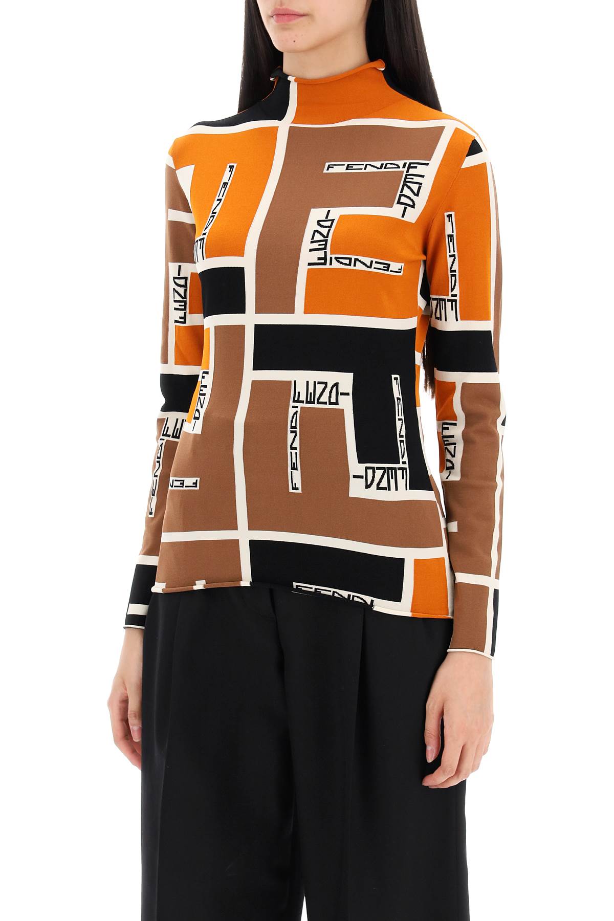 Shop Fendi Lightweight Long-sleeved Knit Top For In Multicolor