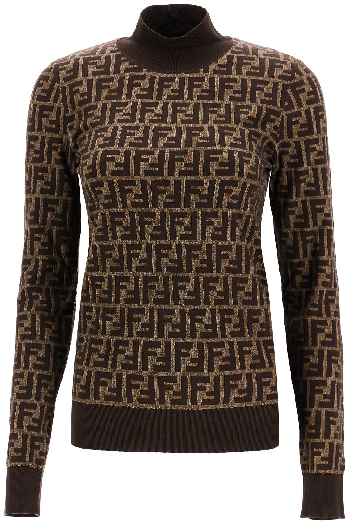 Shop Fendi 'long-sleeved Knit Top With In Brown