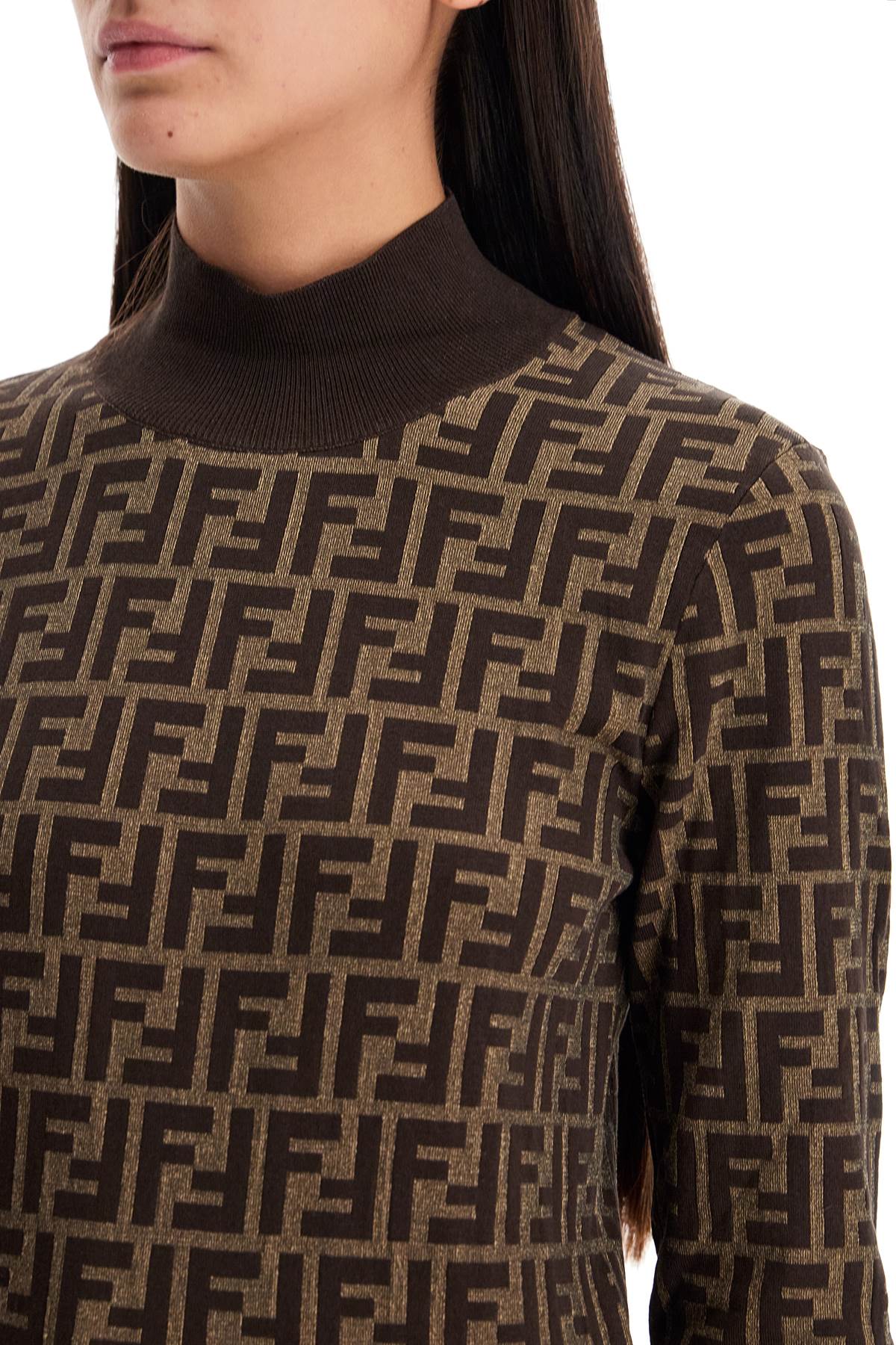 Shop Fendi 'long-sleeved Knit Top With In Brown