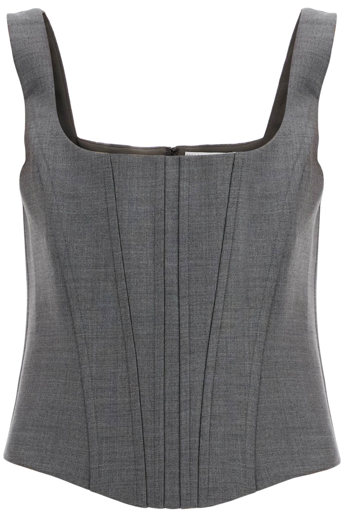 Shop Giuseppe Di Morabito Stretch Wool Corset Top With Nine Words In Grey