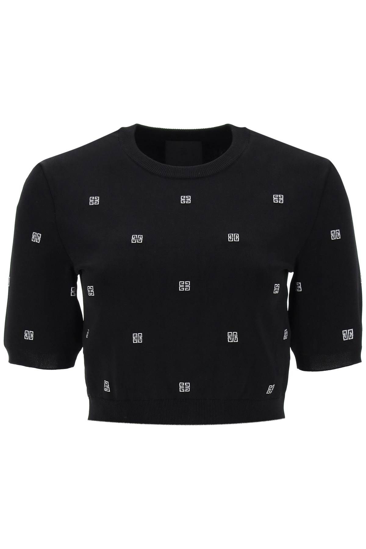 Shop Givenchy Knitted Cropped Top With 4g Motif In Black