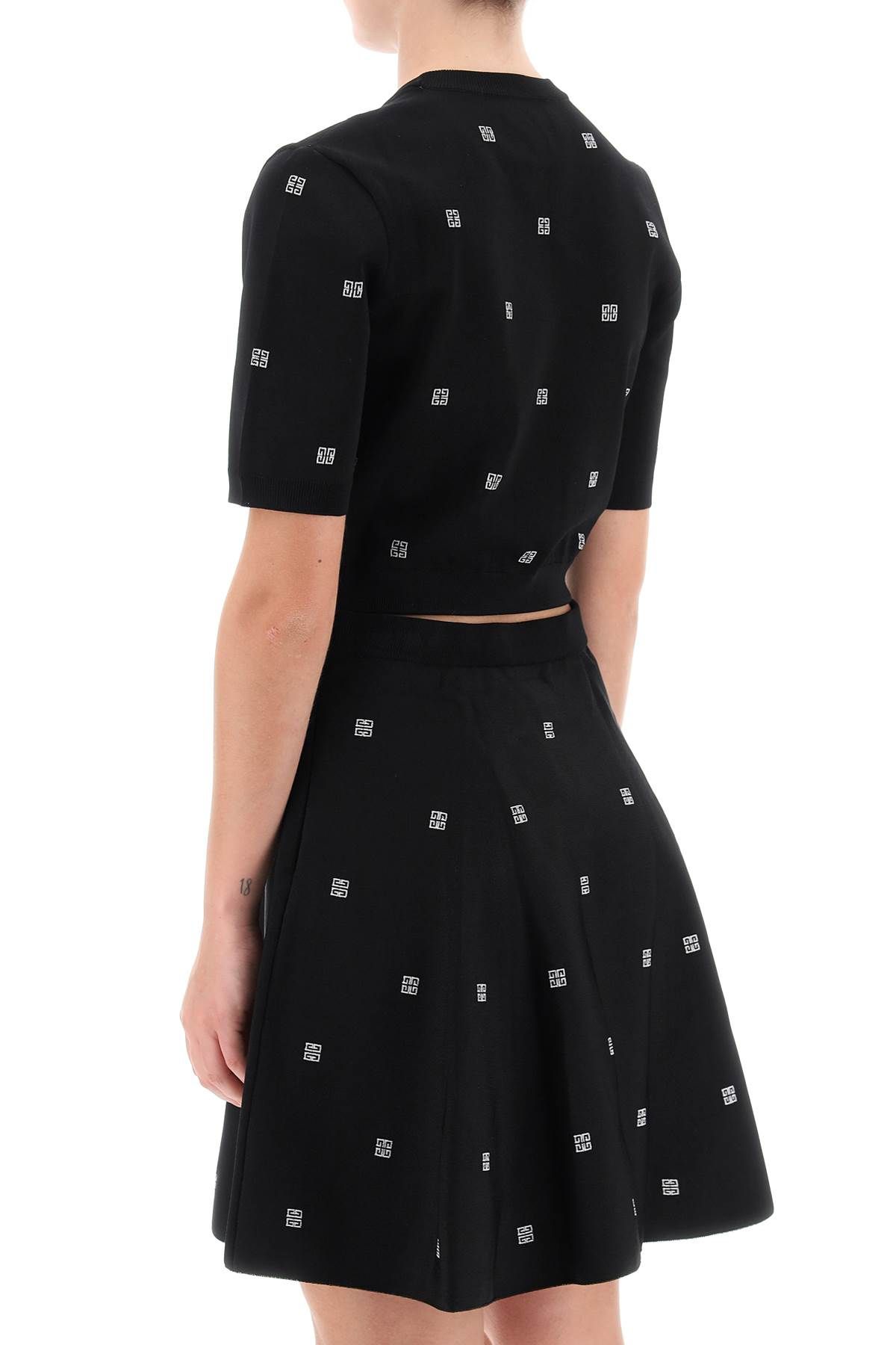 Shop Givenchy Knitted Cropped Top With 4g Motif In Black