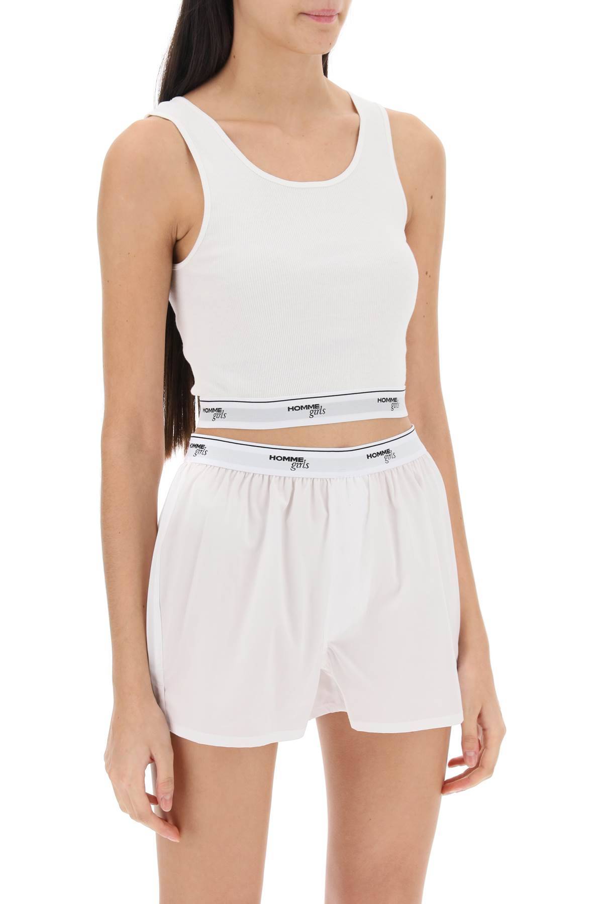 Shop Homme Girls Cotton Crop Top With Logo Band In White