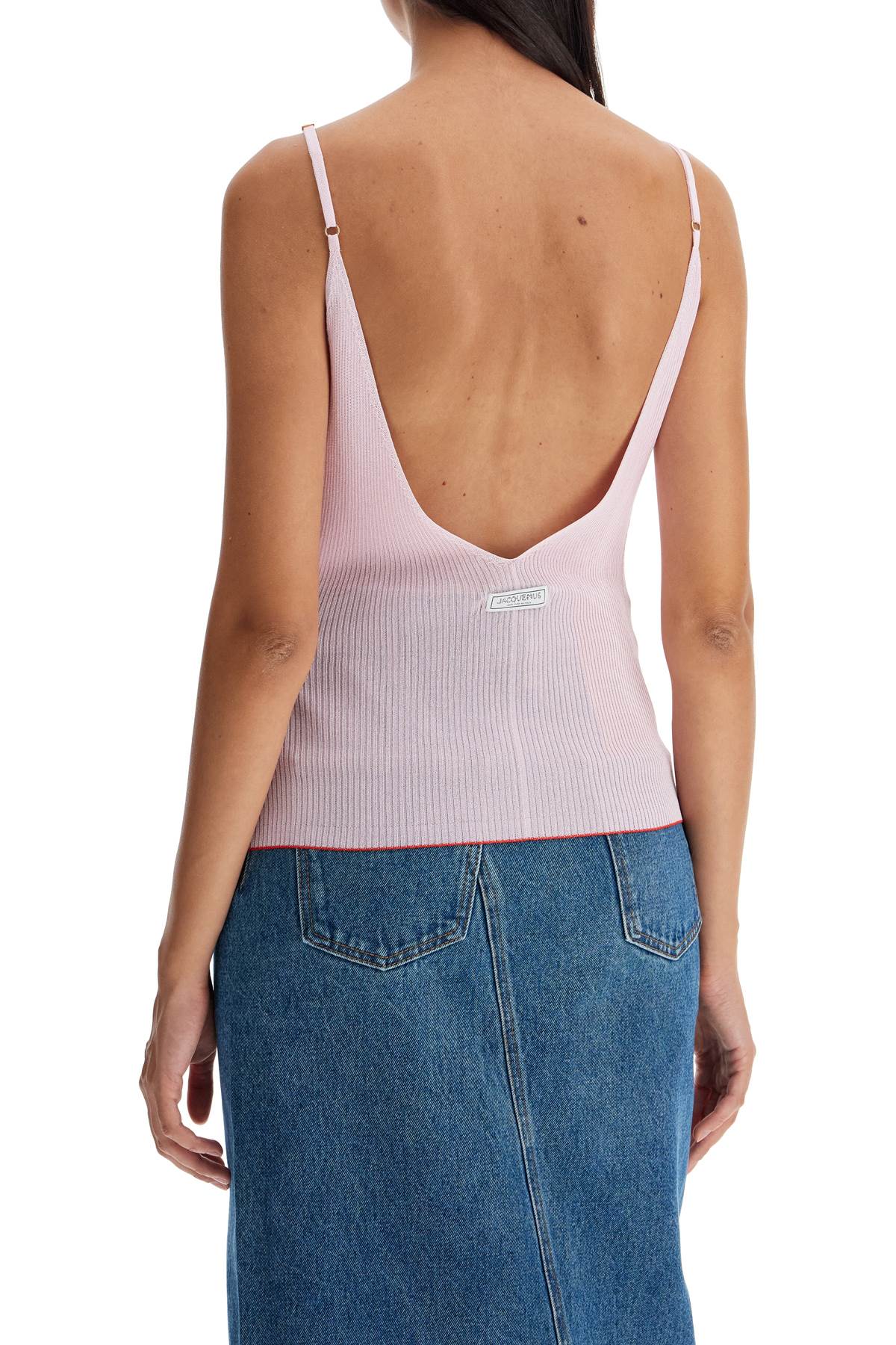 Shop Jacquemus Top 'the Shoulder Knit In Pink