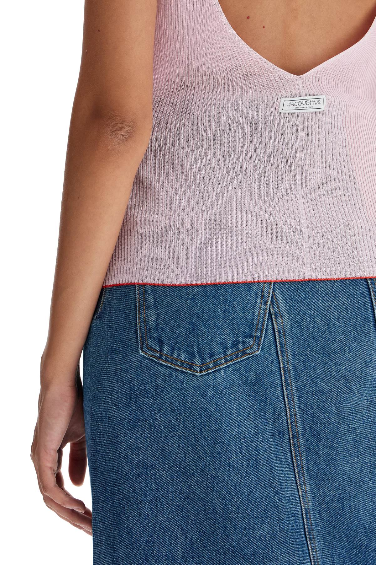 Shop Jacquemus Top 'the Shoulder Knit In Pink