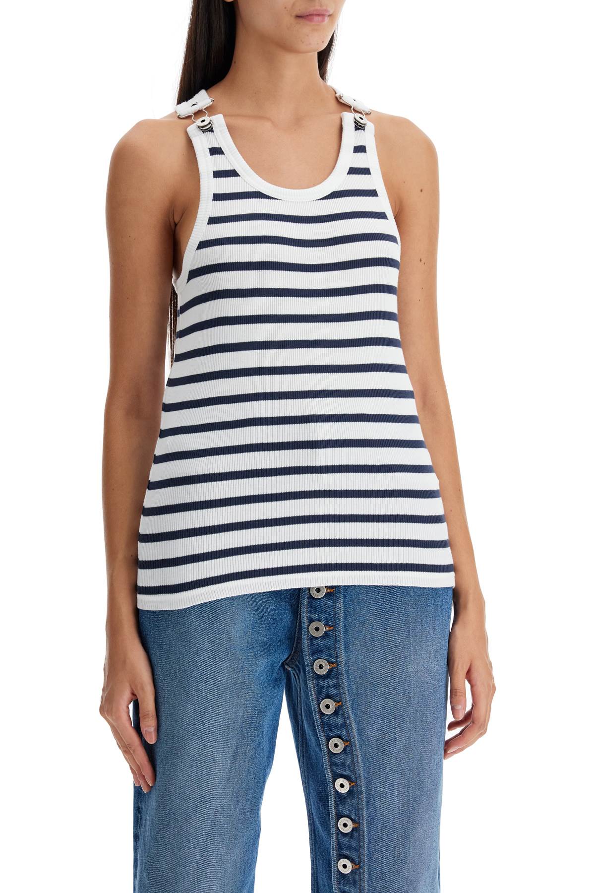 Shop Jean Paul Gaultier Striped Sailor Tank Top In White