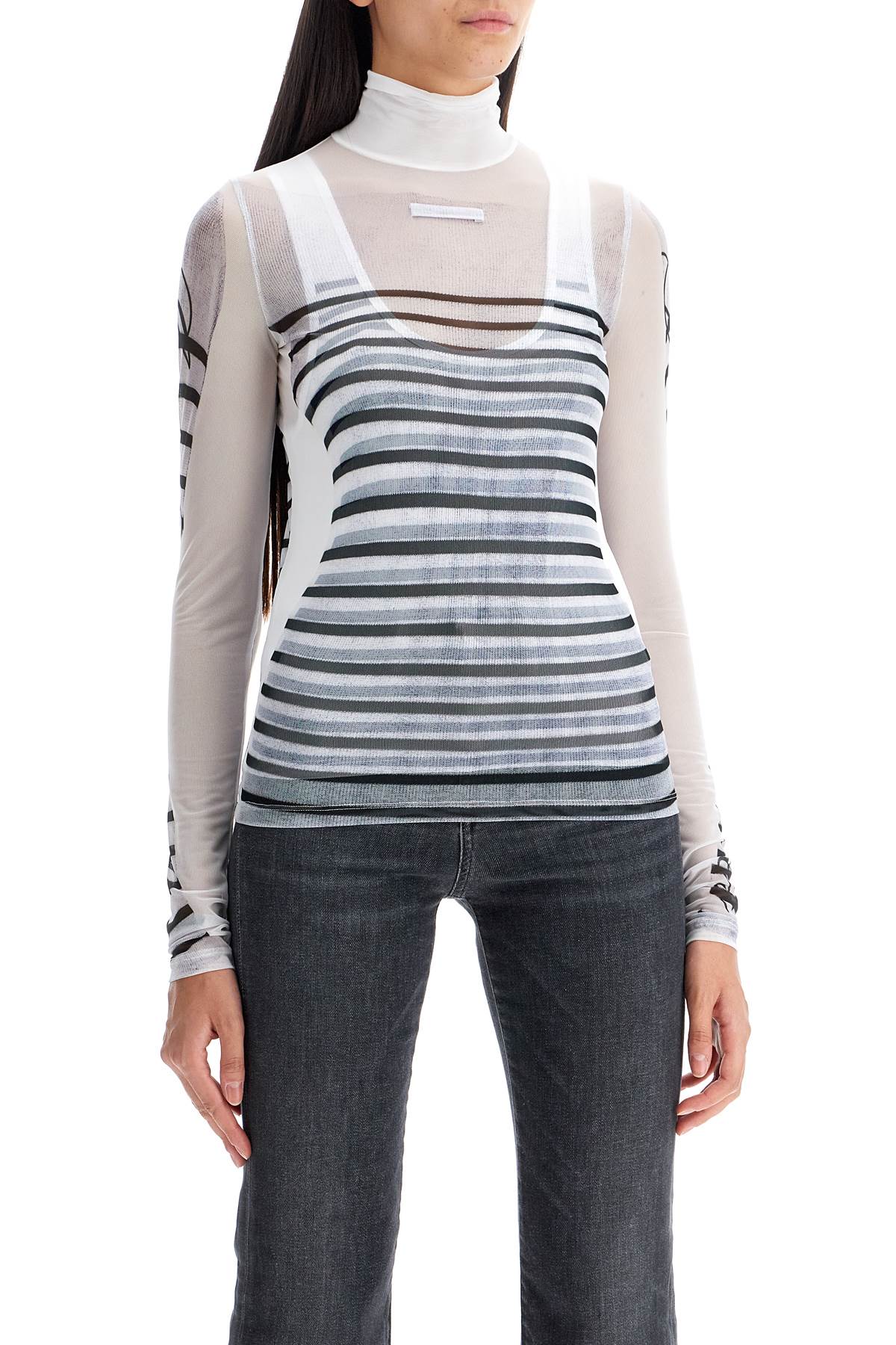 Shop Jean Paul Gaultier Layered Top With Marinière In White