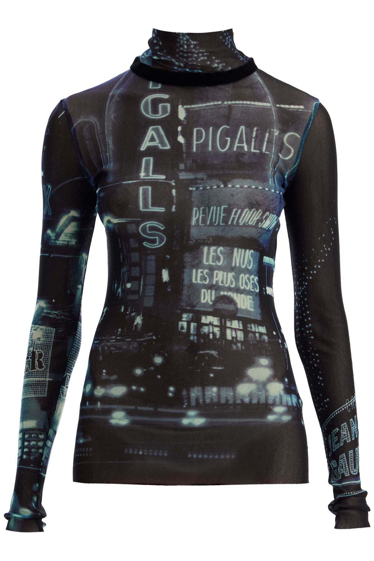 Shop Jean Paul Gaultier "pigalle Print Tulle Top With In Blue