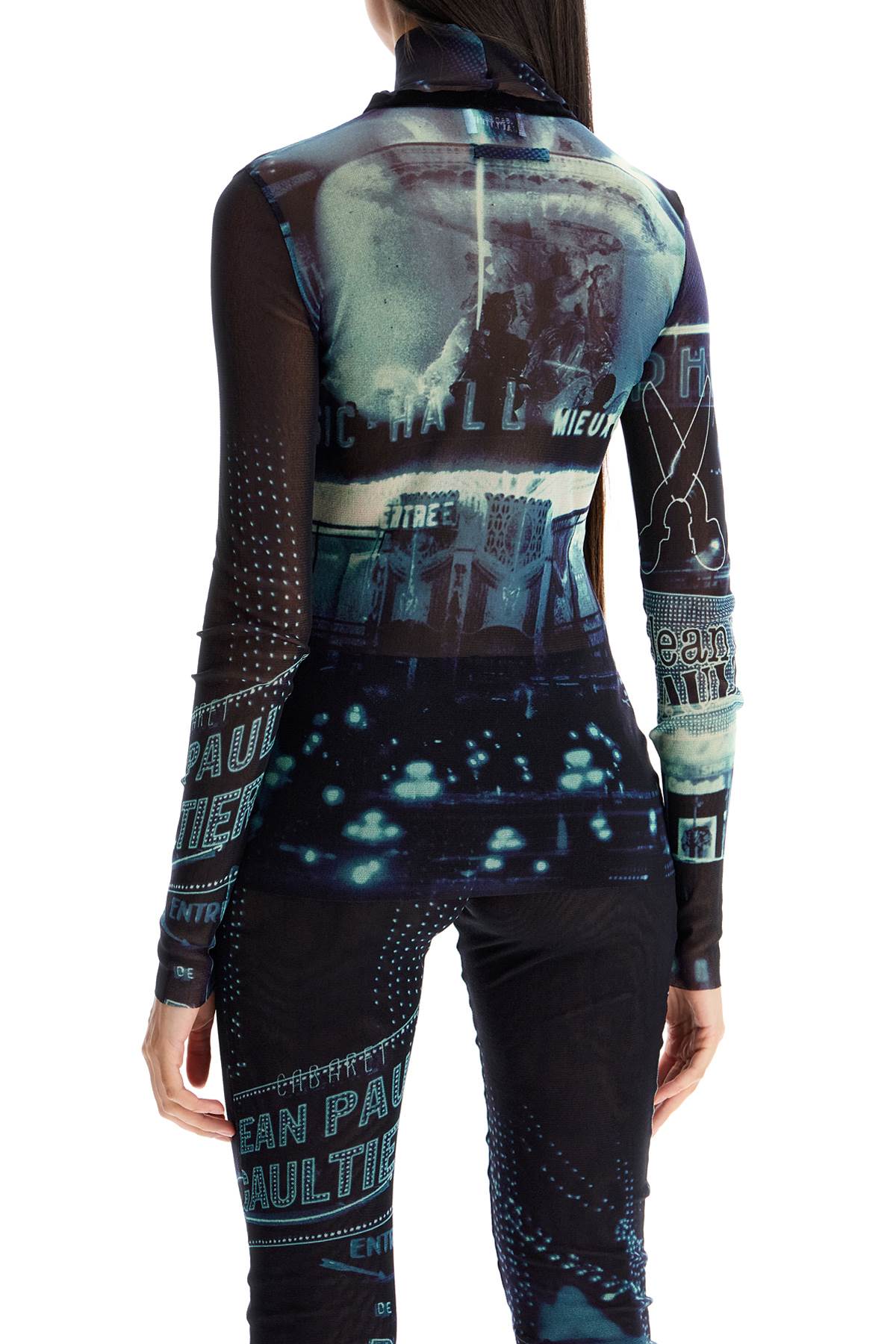 Shop Jean Paul Gaultier "pigalle Print Tulle Top With In Blue