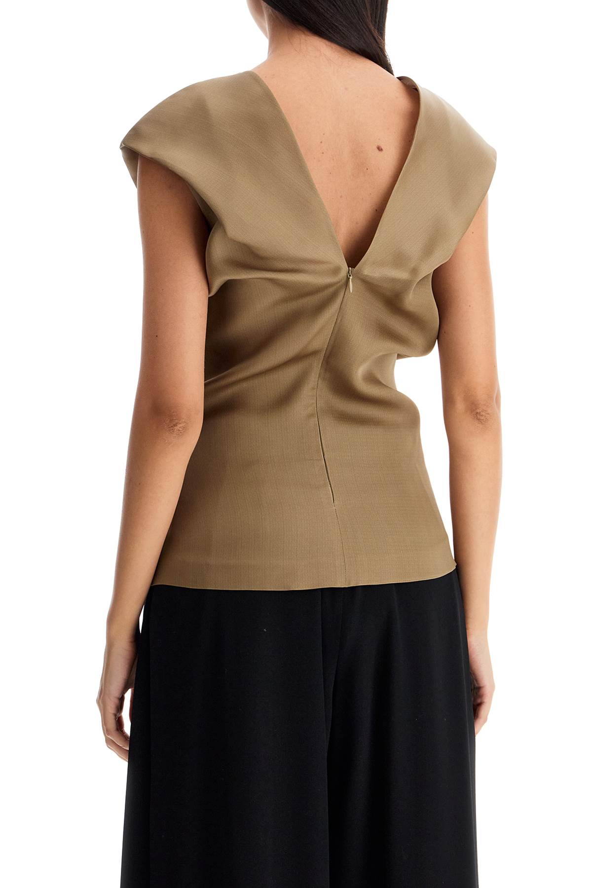 Shop Khaite "silk Gazar Top Set In Khaki