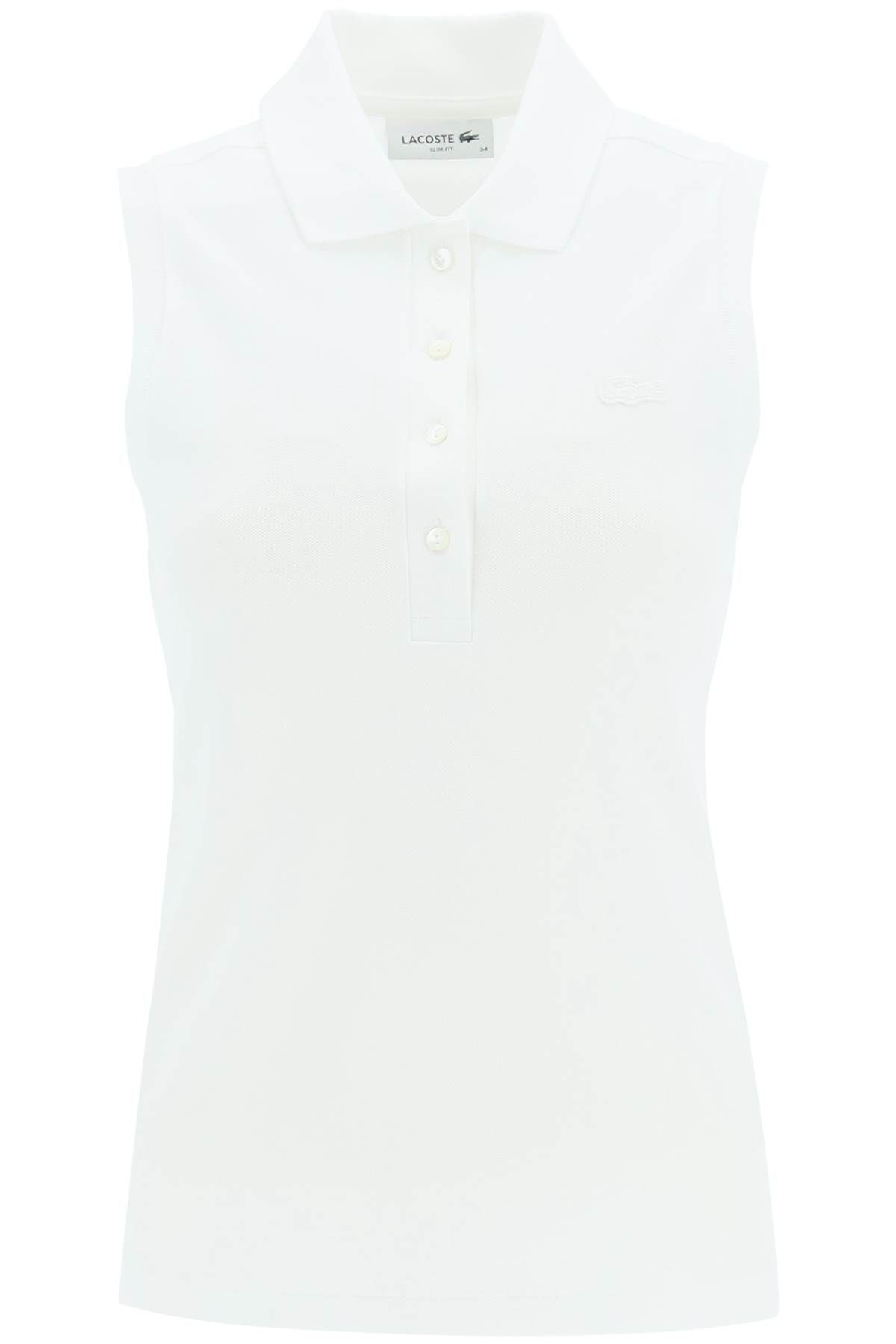 Shop Lacoste Sleeveless Polo Shirt In White