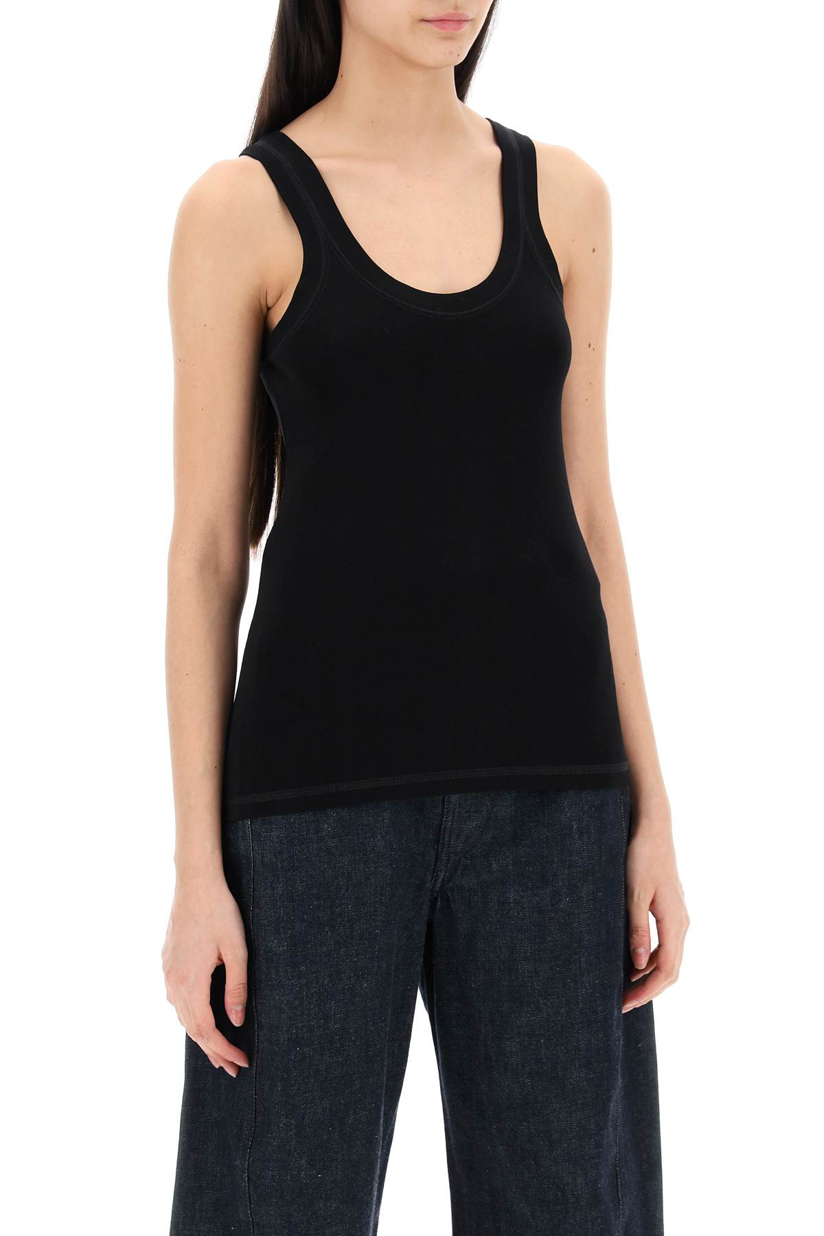 Shop Lemaire Ribbed Sleeveless Top With In Black