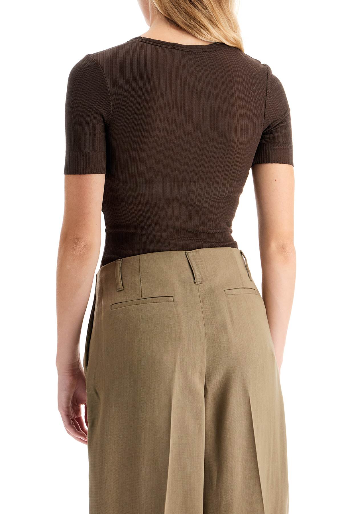 Shop Lemaire Short-sleeved Lightweight Knit Body For Men In Brown