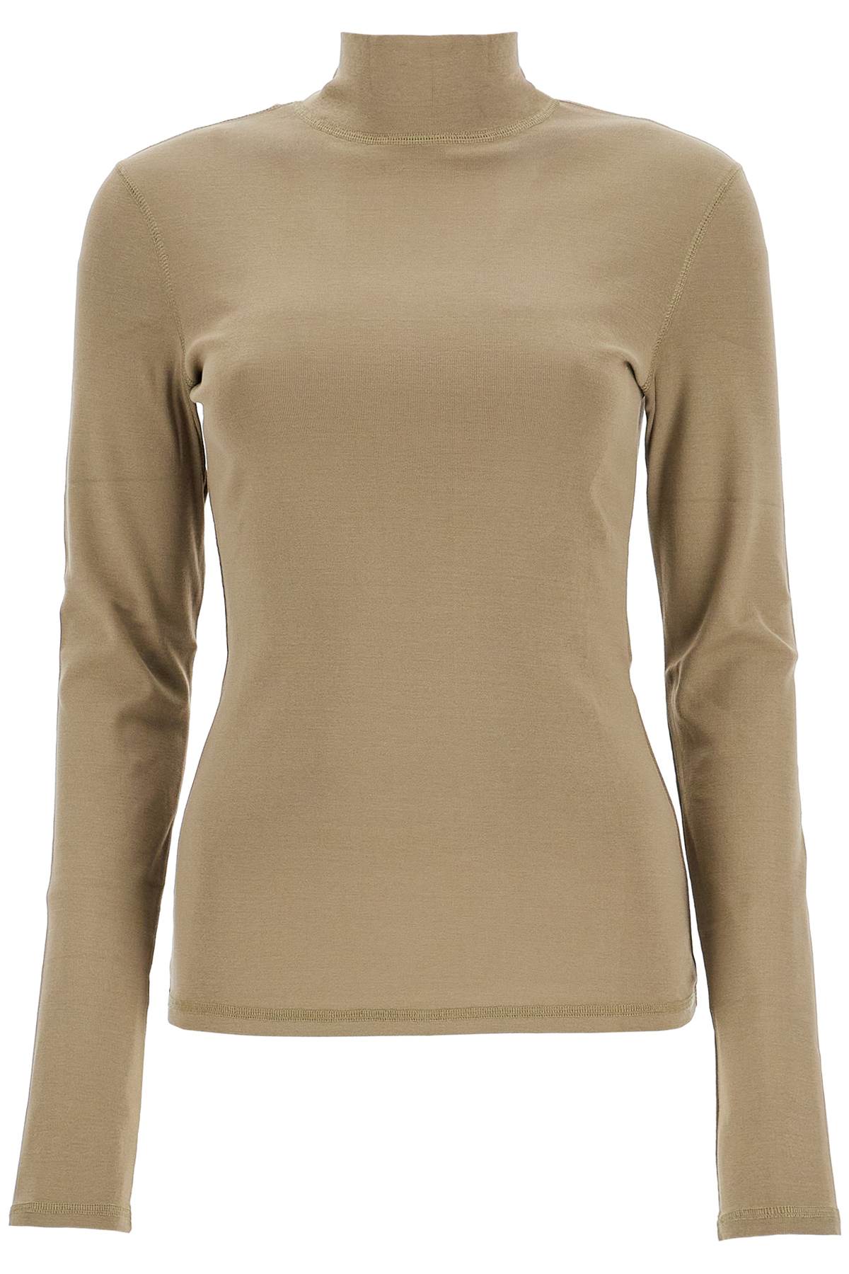 Shop Lemaire Lightweight Jersey Top With Turtle Neck In Khaki