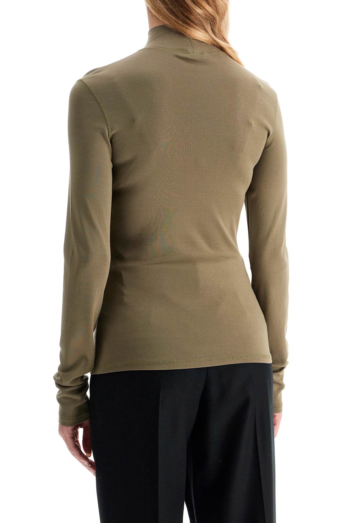 Shop Lemaire Lightweight Jersey Top With Turtle Neck In Khaki