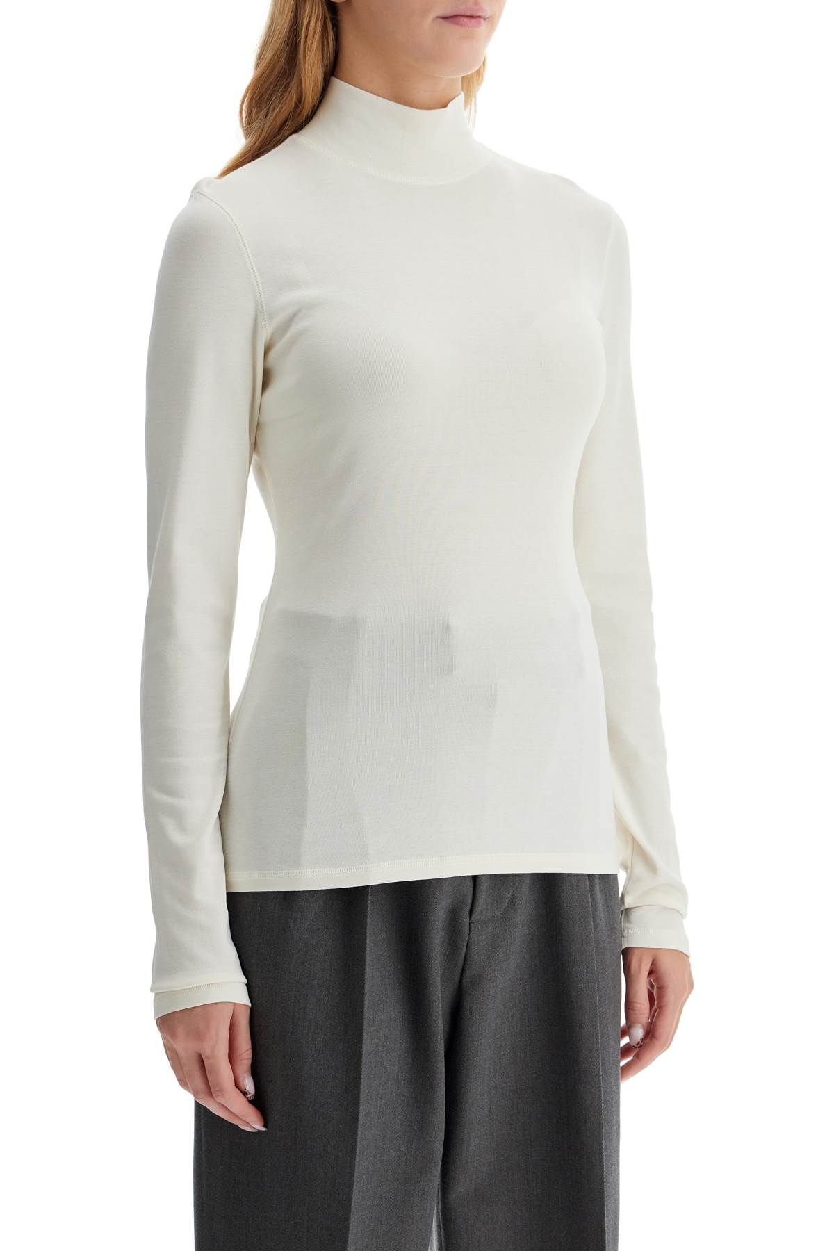 Shop Lemaire Lightweight Jersey Top With Turtle Neck In White