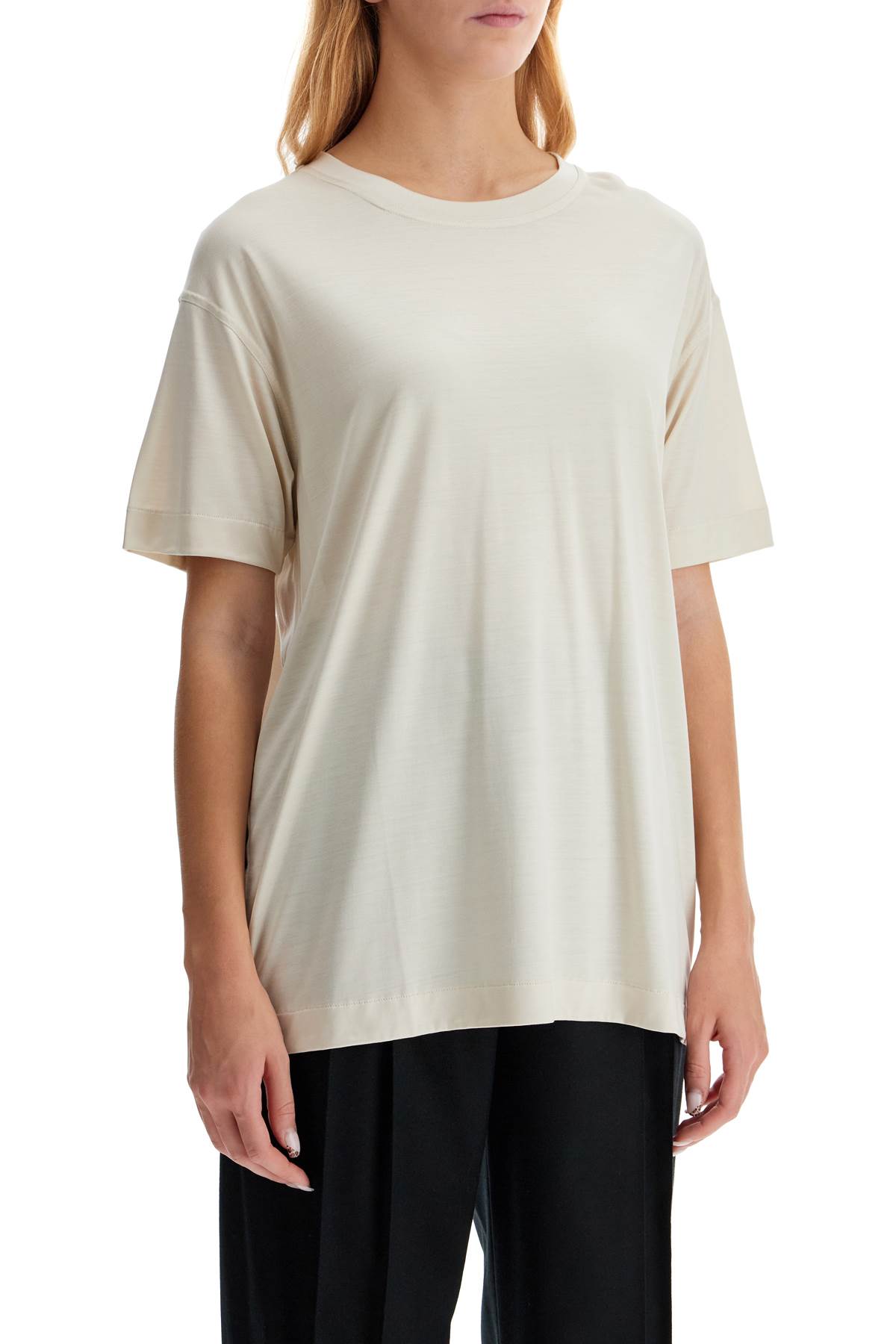 Shop Lemaire Silk Crewneck T-shirt In Neutro