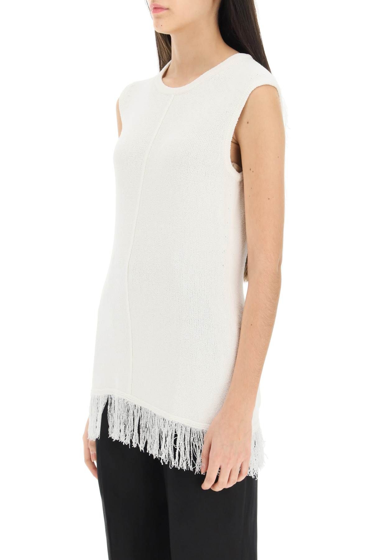 Shop Loulou Studio Fringed Bouclé Knit Top In White