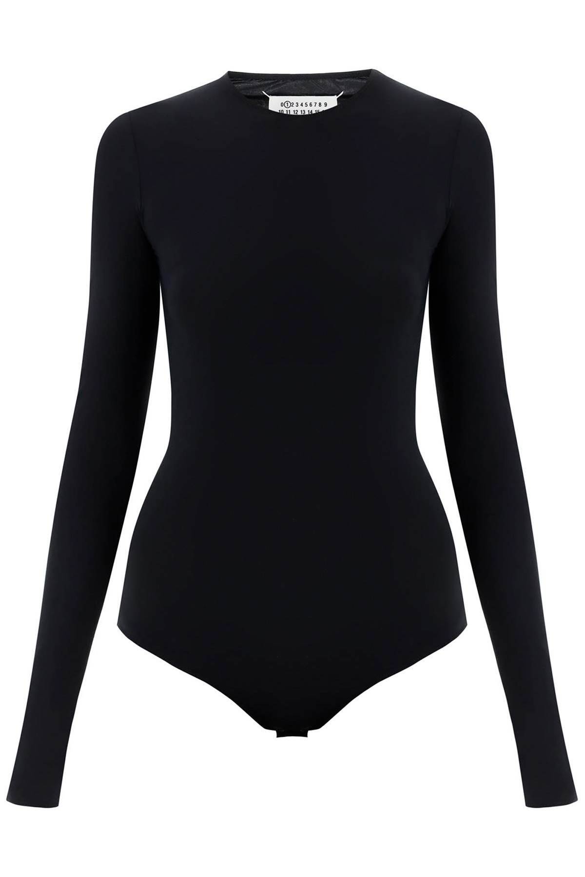 Shop Maison Margiela Second Skin Long Sleeve Lycra Bodysuit In Black