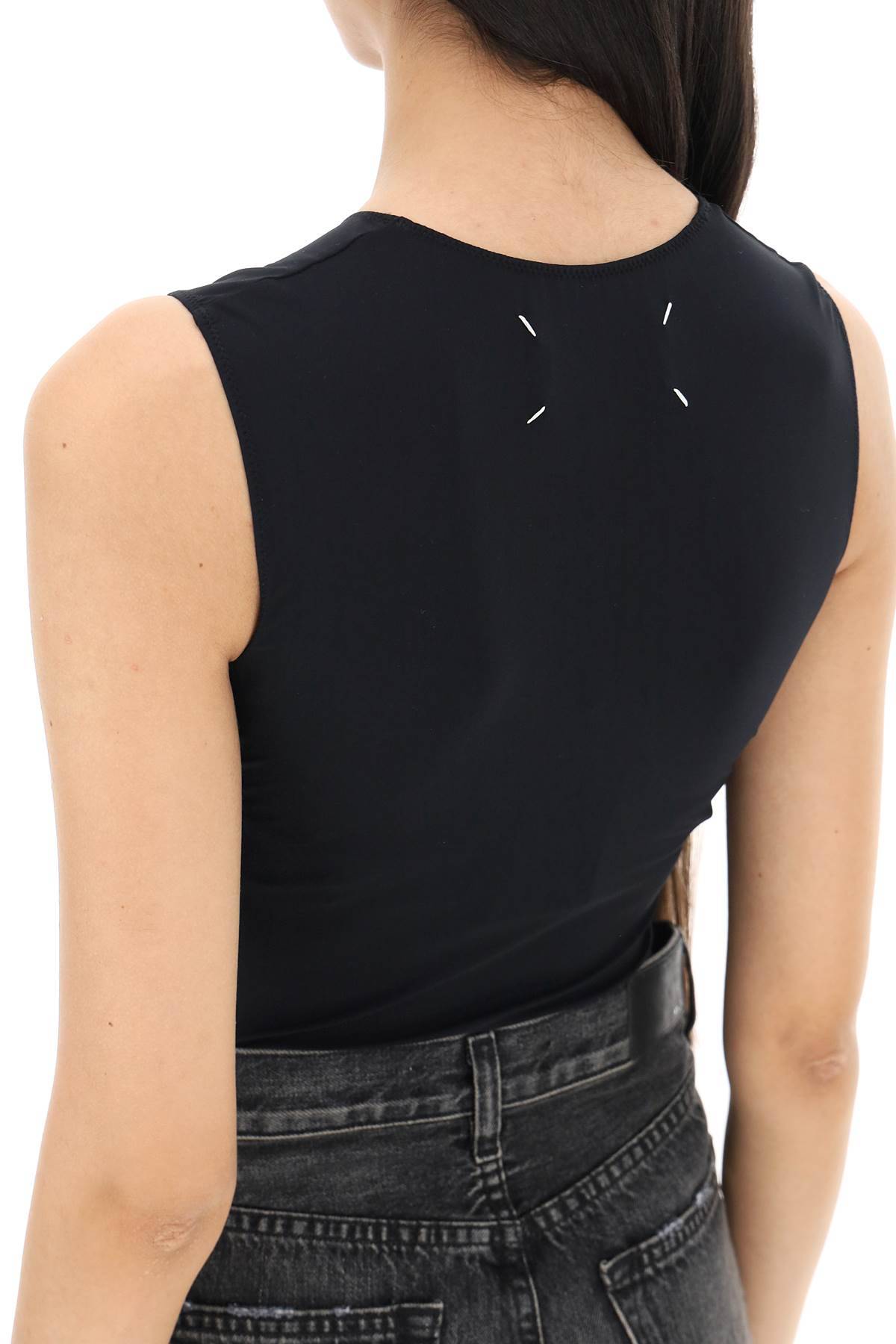 Shop Maison Margiela Second Skin Sleeveless Lycra Bodysuit In Black