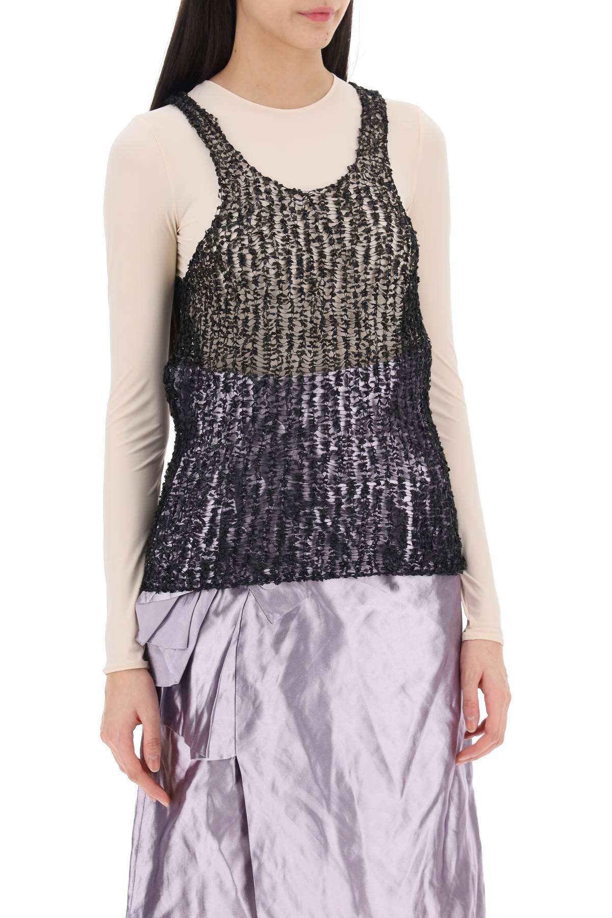 Shop Maison Margiela Textured Mesh Top For Testing In Black