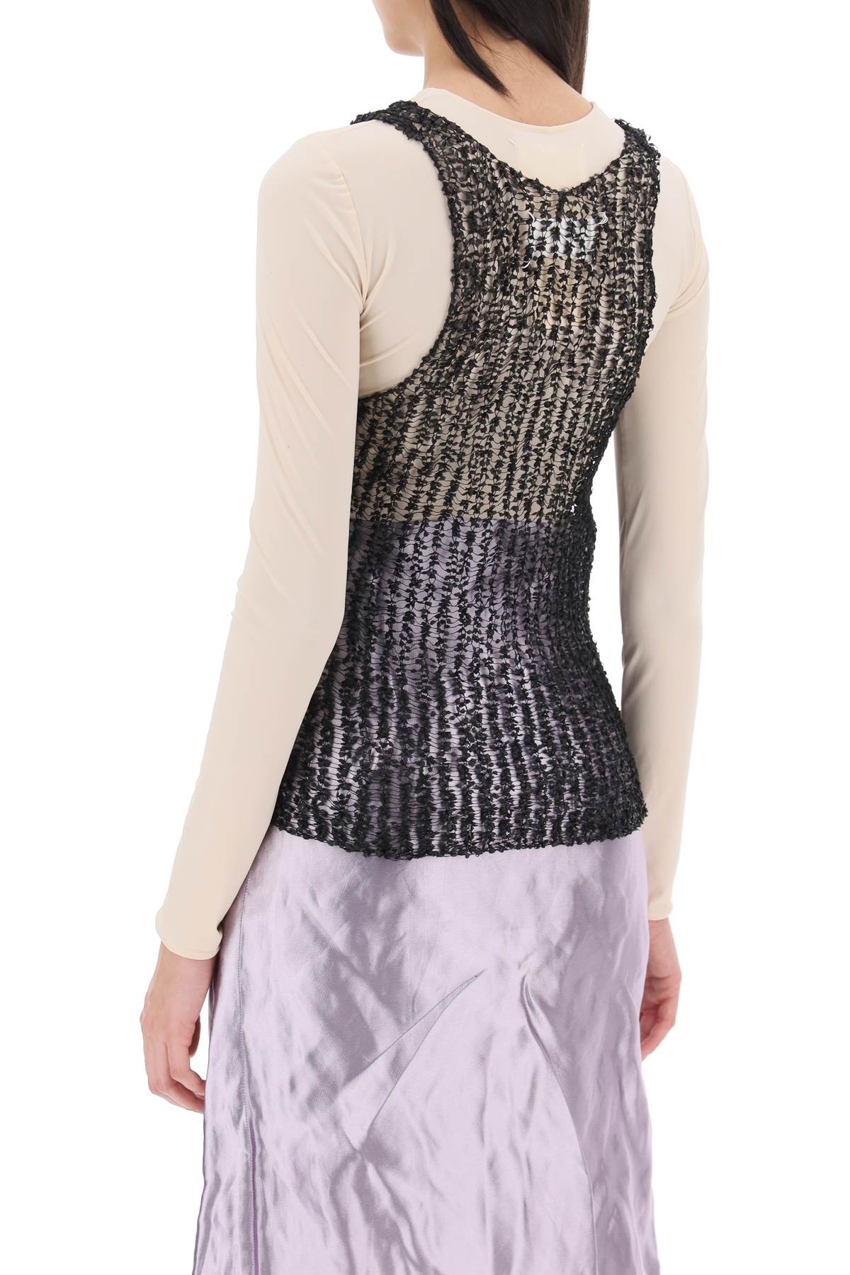 Shop Maison Margiela Textured Mesh Top For Testing In Black