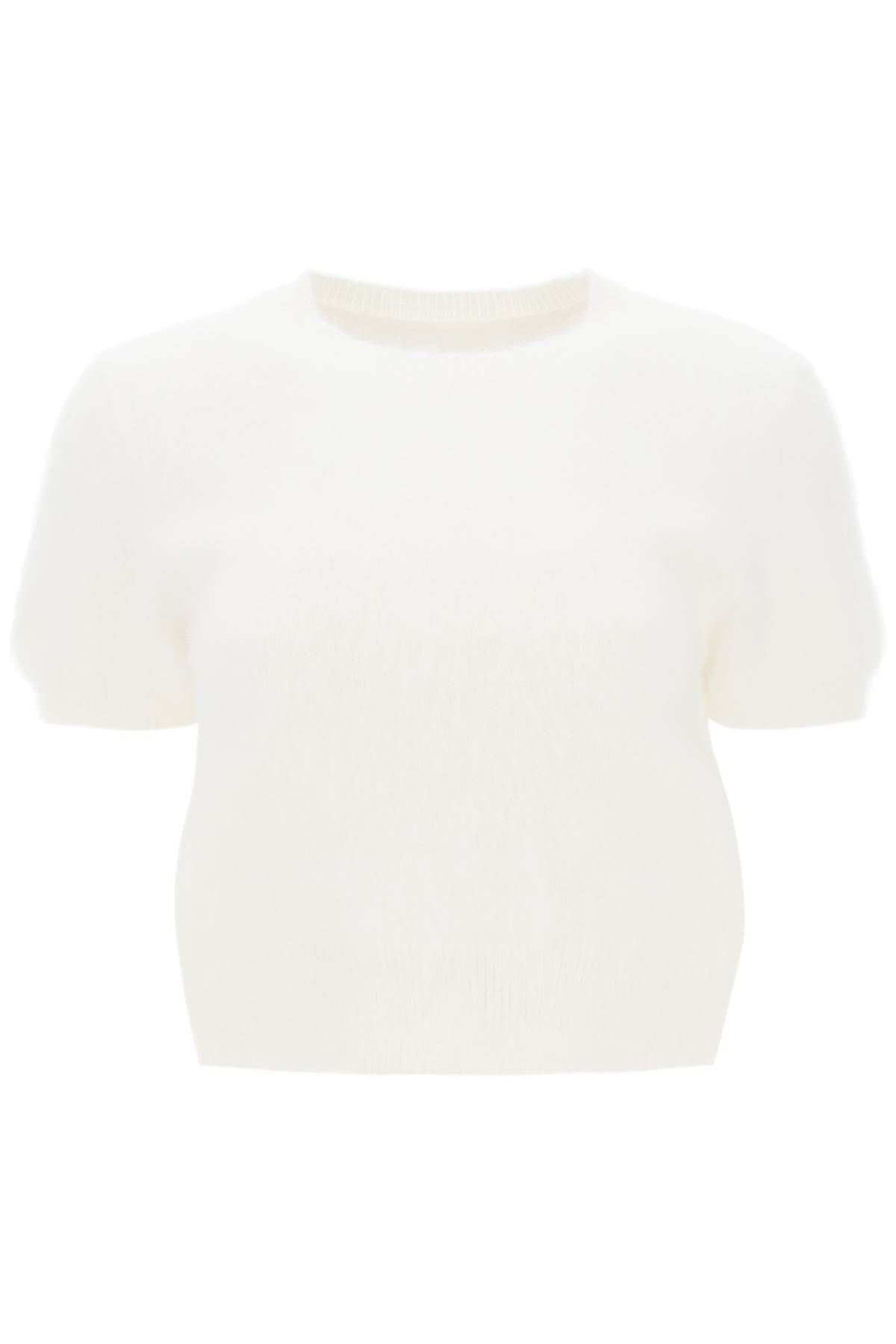 Shop Maison Margiela Angora Wool Short-sleeved Top In White
