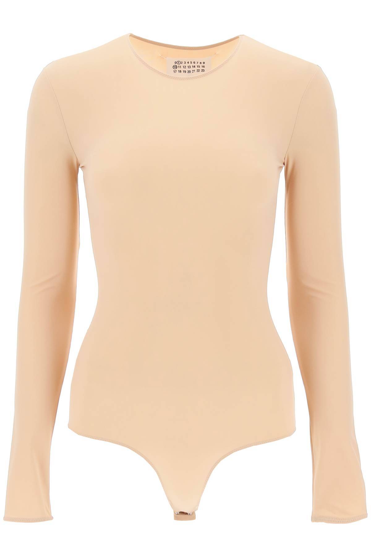 Shop Maison Margiela Second Skin Long Sleeve Lycra Bodysuit In Beige