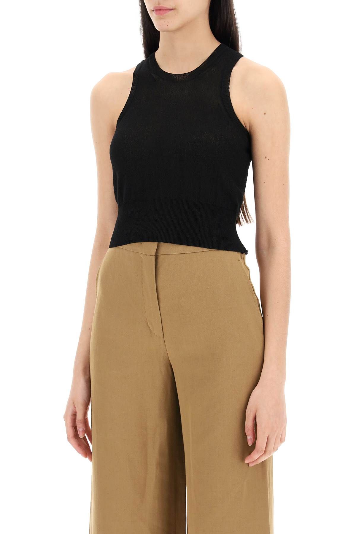 Shop Max Mara "short Cropped Top In Lightweight Kn In Black