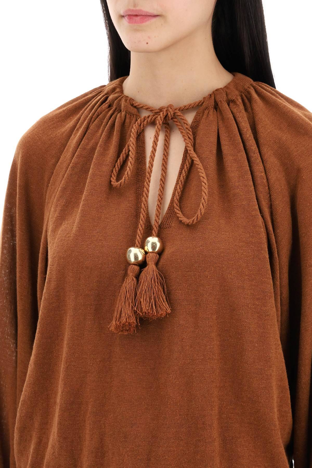 Shop Max Mara "top Quirite In Linen Knit In Brown